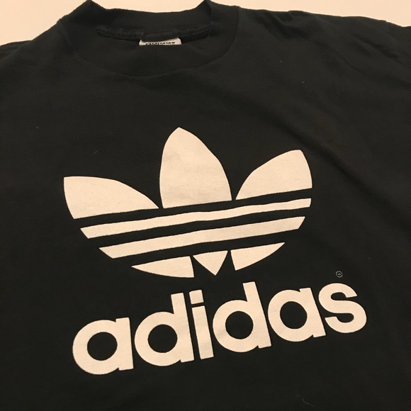 Vtg 80’s Adidas BIG Trefoil T shirt double sided - Picture 2 of 8